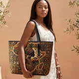 Africa Legacy Quilted Large Leather Strap Tote Bag
