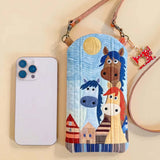 Three Horses Quilted Slim Phone Crossbody Bag
