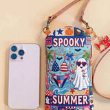 Halloween Spooky Summer Quilted Slim Phone Crossbody Bag