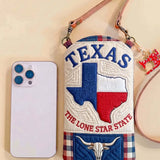 Texas Lone Star Longhorn Quilted Slim Phone Crossbody Bag