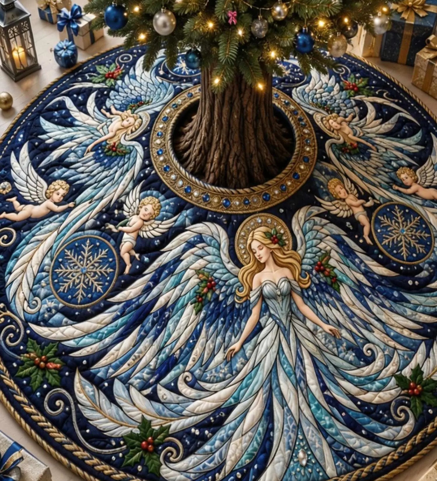 Christmas Angel Quilted Tree Skirt