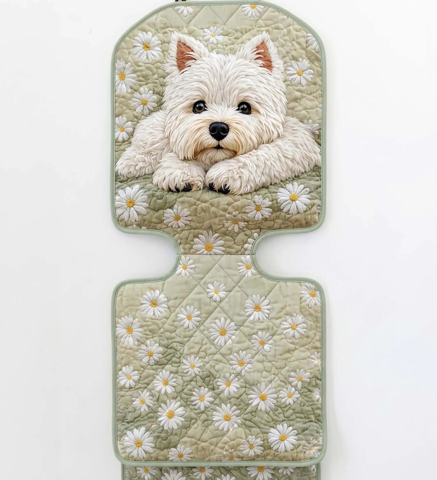 Flower And Dog Quilted Car Seat Protector