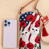 Patriotic Cat Quilted Slim Phone Crossbody Bag