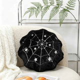Halloween Spider Web Plush Round Throw Pillow