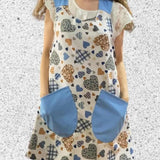 Blue Patchwork Heart All Over Print Cross Strap Apron