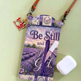 Be Still Lavender Scripture Quilted Slim Phone Crossbody Bag