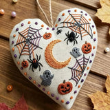 Heart Embroidery Kit - Eagle Owl | Creepy Cute Ghost & Spider Sewing Kit | Halloween Holiday Vibe Pendant