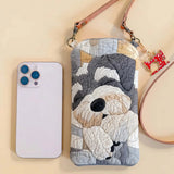 Cute Dog Quilted Slim Phone Crossbody Bag