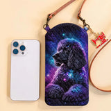 Black Poodle Dog Quilted Slim Phone Crossbody Bag