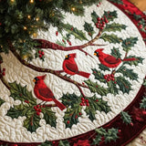 Christmas Cardinal Quilted Christmas Tree Skirt