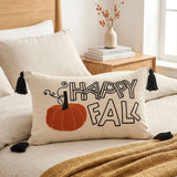 Happy Fall Pumpkin Tufted Lumbar Pillow Cover