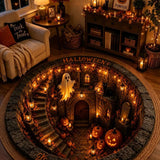 Ghost Castle Halloween Quilted Round Mat