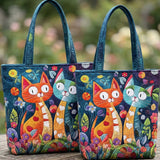 Valentine's Day Cat Quilted Tote Bag