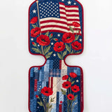 Independence Day Flowers And Flag Quilted Car Seat Protector