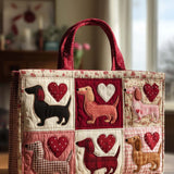 Puppy And Hearts Quilted Tote Bag