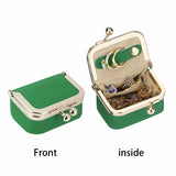 Genuine Leather Mini Coin Purse-Solid Color Kiss Lock Change Pouch