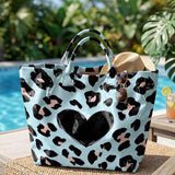 Leopard Print And Hearts PVC Tote Bag