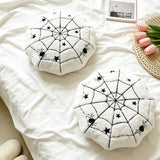 Halloween Spider Web Plush Round Throw Pillow