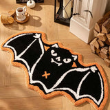 Halloween Ghost Bat Black Cat Pumpkin Shaped Plush Area Rug