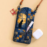 Black Cat Quilted Slim Phone Crossbody Bag