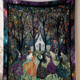 Floral Ghost Pumpkin Skull Halloween All‑Over Print Quilted 3‑Piece Bedding Set
