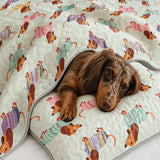 Mint Green Dachshund All‑Over Print Quilted 3‑Piece Bedding Set