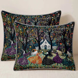 Floral Ghost Pumpkin Skull Halloween All‑Over Print Quilted 3‑Piece Bedding Set