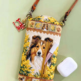 Golden Wattle Shetland Sheepdog Quilted Slim Phone Crossbody Bag