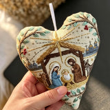 Heart Embroidery Kit - Christmas Nativity | Stitch Handmade Craft | Diy Hanging Craft