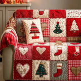 Christmas Patchwork Quilted Sofa Cover