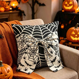 Halloween Spider Web Bow Pillow Cover