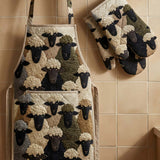 Cute Sheep Quilted Apron Set (2-Piece) – Padded Apron + Heat-Resistant Oven Mitts