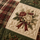 Christmas Rose Patchwork Quilted 3-Piece Bedding Set