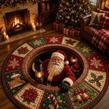 Santa Chimney Surprise Quilted Round Mat