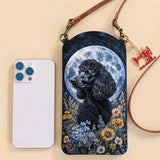 Black Poodle Dog Quilted Slim Phone Crossbody Bag