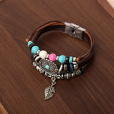 Constance | Turquoise Concho Leather Bracelet