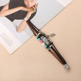 Constance | Turquoise Concho Leather Bracelet